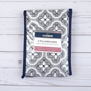 Cannon Pillow Cases Standard Gray Scroll Medallion Set of 2